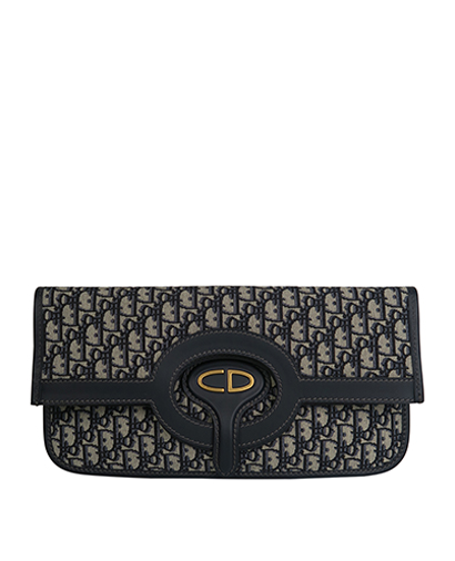 Fold Over Clutch, &pound;895, Handbags, Blue, Canvas/Lace, Front view